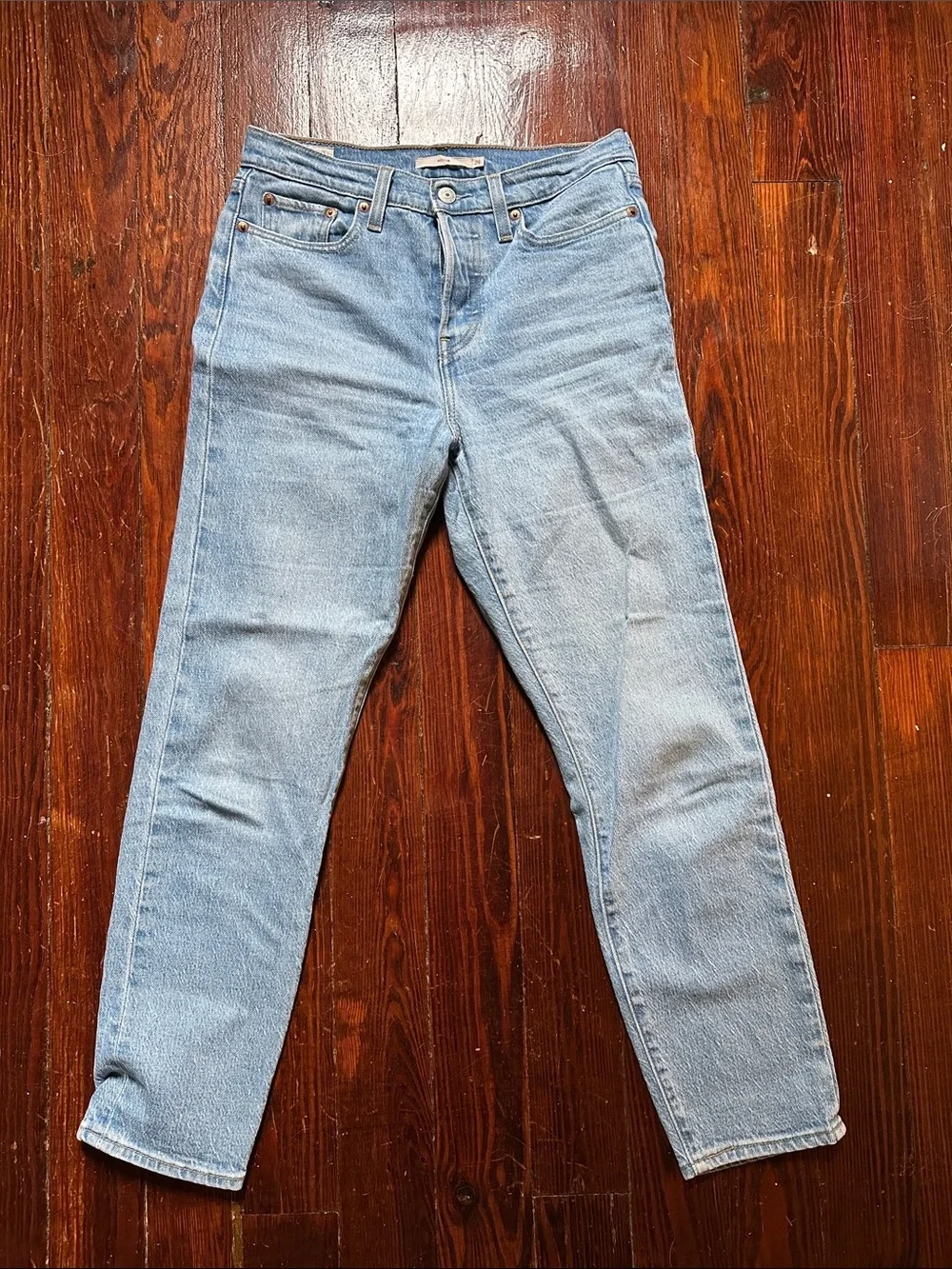 Levi's Wedgie Light Wash Blue Straight Leg Jeans Sz 26 Button Fly high waist - Picture 3 of 11